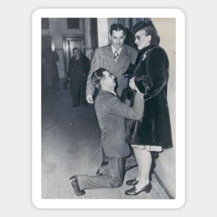 man begging for his wife's forgiveness inside divorce court chicago 1948 Sticker